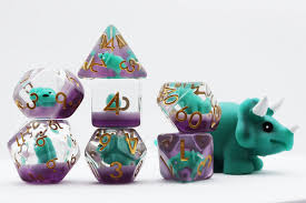 FB Dice Set - Green Triceratops